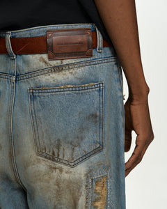 RESTOCK] UNISEX DESTROYED WIDE-LEG JEANS apa864u(BLUE) – Andersson