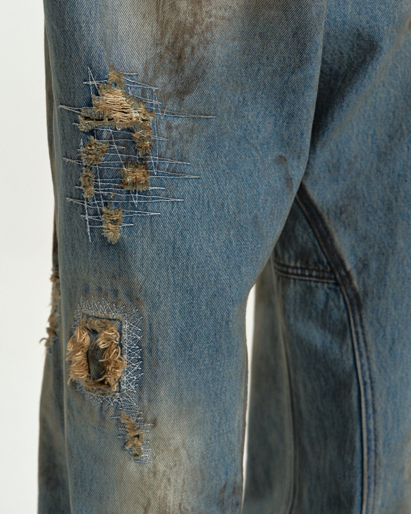 RESTOCK] UNISEX DESTROYED WIDE-LEG JEANS apa864u(BLUE) – Andersson
