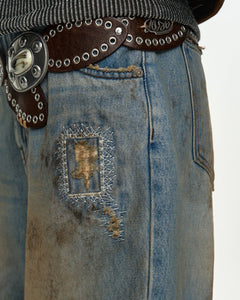 RESTOCK] UNISEX DESTROYED WIDE-LEG JEANS apa864u(BLUE) – Andersson
