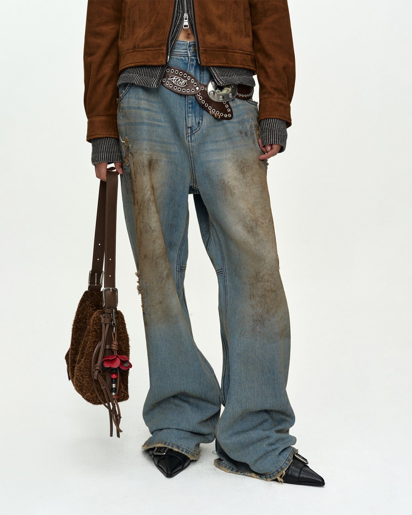 RESTOCK] UNISEX DESTROYED WIDE-LEG JEANS apa864u(BLUE) – Andersson