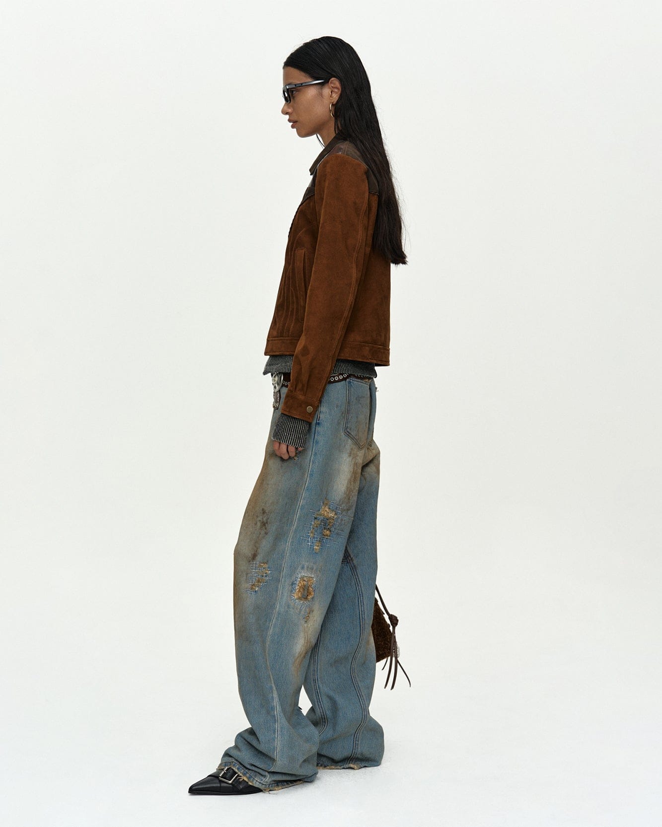 RESTOCK] UNISEX DESTROYED WIDE-LEG JEANS apa864u(BLUE) – Andersson