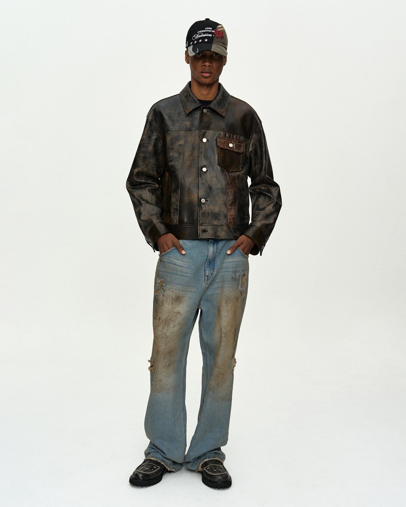 RESTOCK] UNISEX DESTROYED WIDE-LEG JEANS apa864u(BLUE) – Andersson 