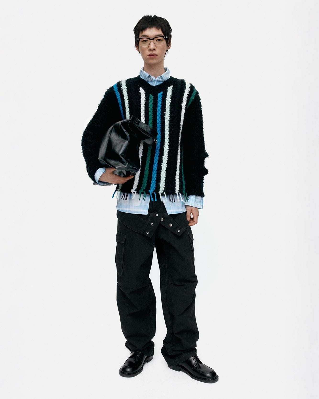 기타 UNISEX DOUBLE WAIST WORK WIDE-LEG JEANS apa834u(BLACK)