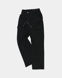 기타 UNISEX DOUBLE WAIST WORK WIDE-LEG JEANS apa834u(BLACK)