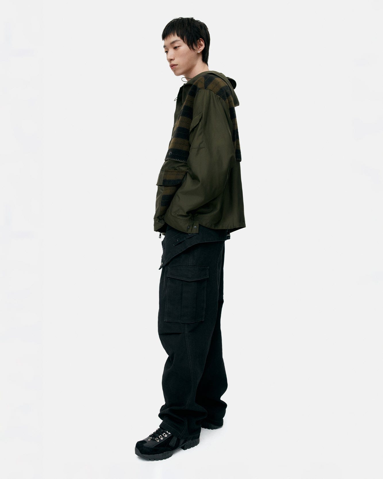기타 UNISEX DOUBLE WAIST WORK WIDE-LEG JEANS apa834u(BLACK)