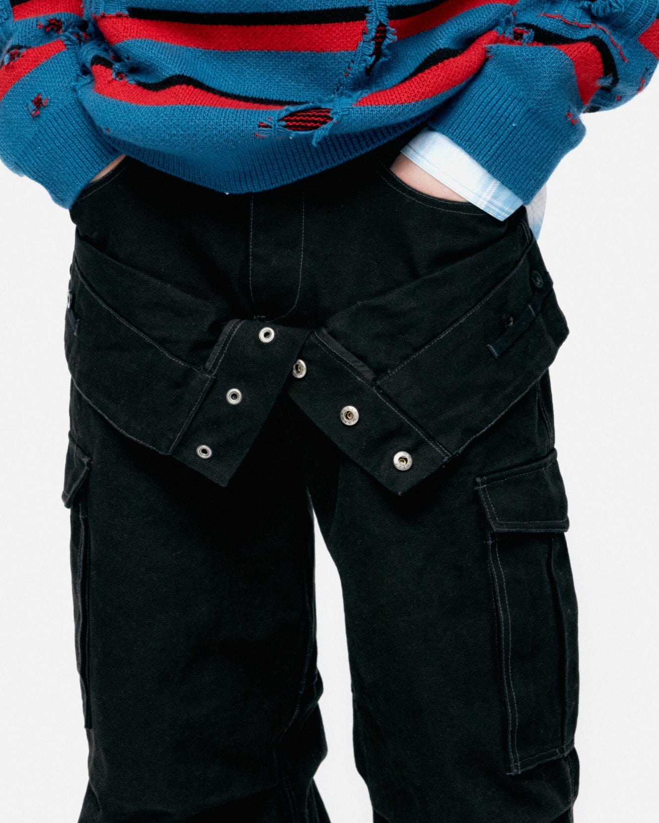 기타 UNISEX DOUBLE WAIST WORK WIDE-LEG JEANS apa834u(BLACK)