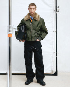 기타 UNISEX DOUBLE WAIST WORK WIDE-LEG JEANS apa834u(BLACK)