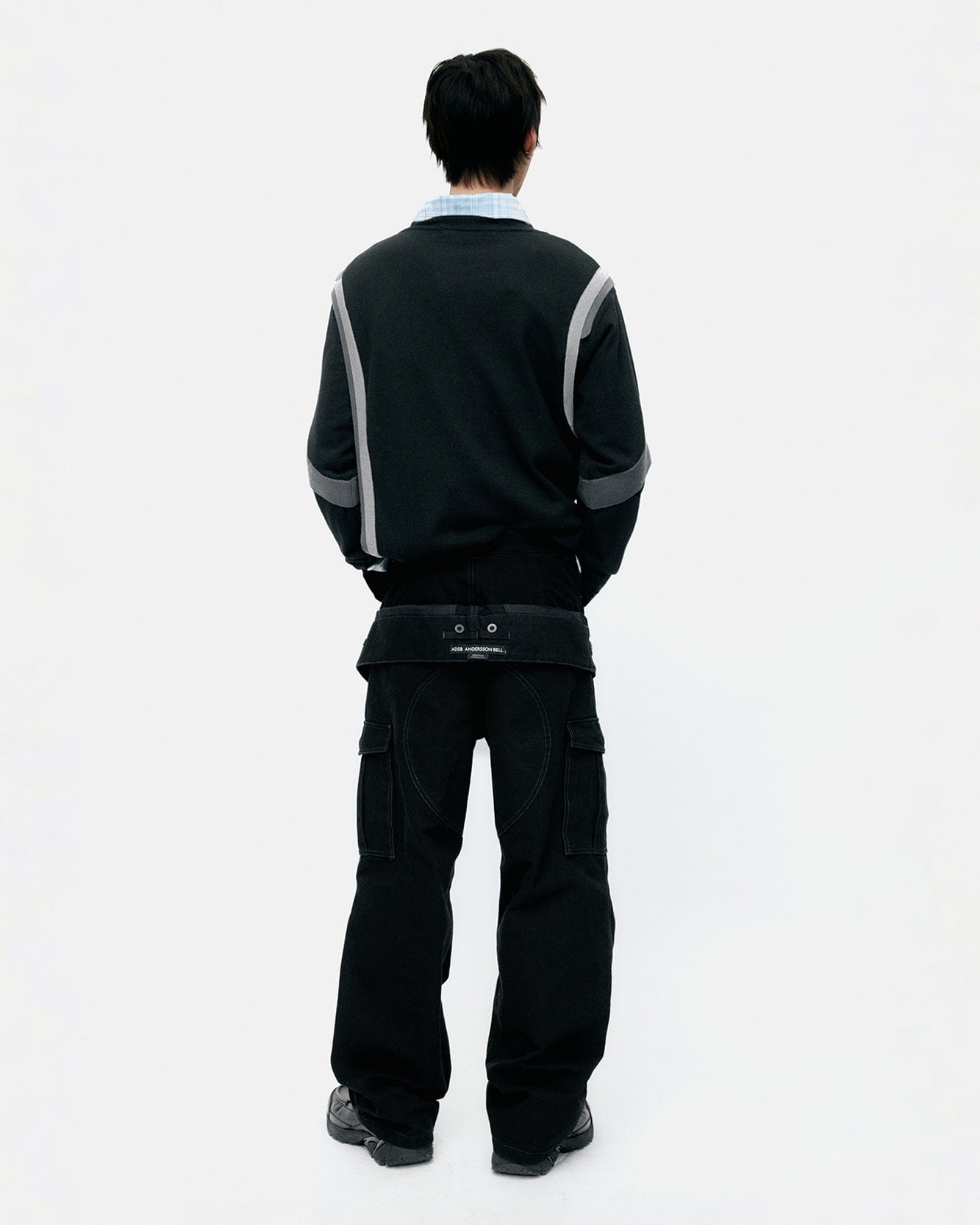기타 UNISEX DOUBLE WAIST WORK WIDE-LEG JEANS apa834u(BLACK)