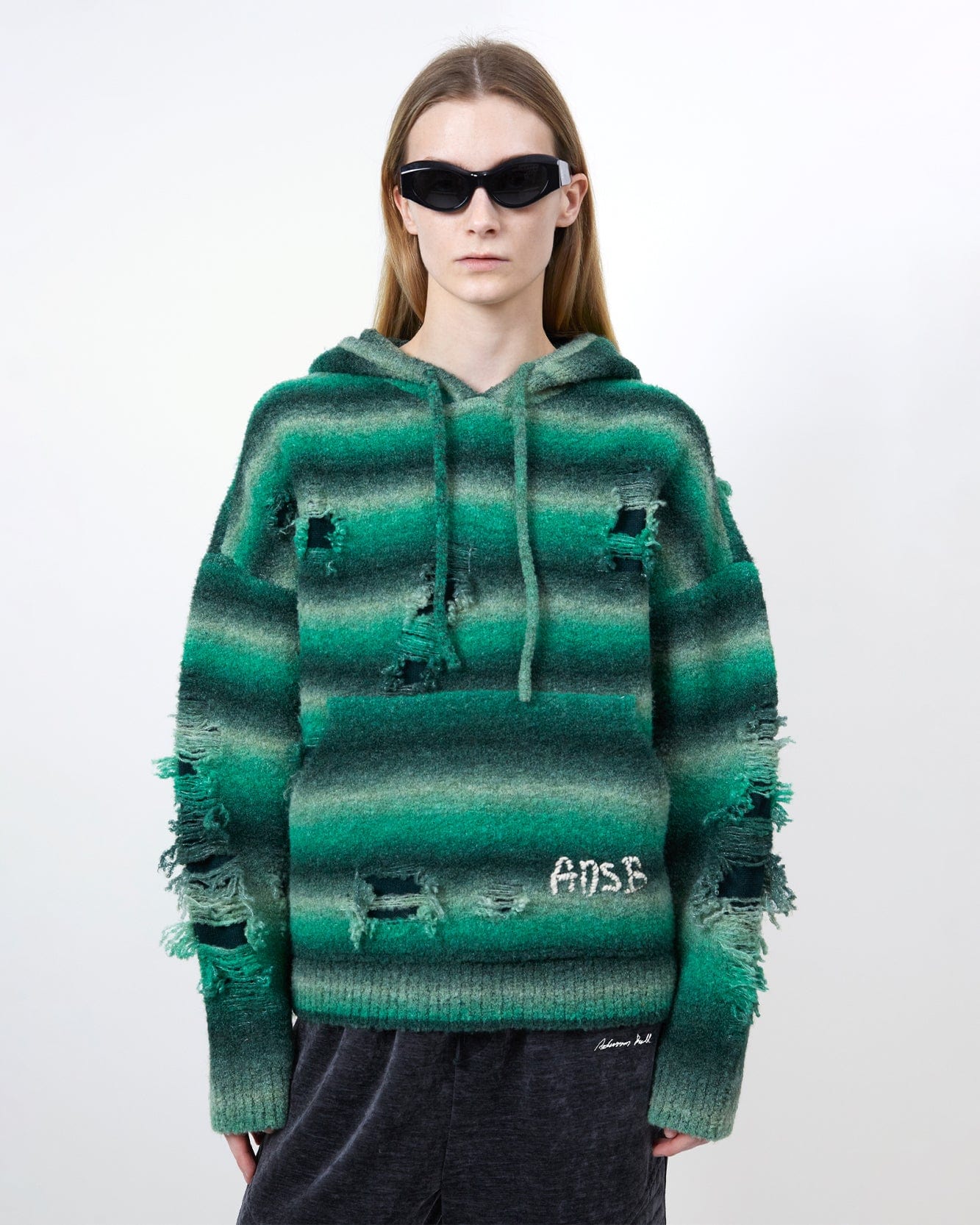 기타 UNISEX GRADIENT DISTRESSED HOODIE atb1391u(GREEN)