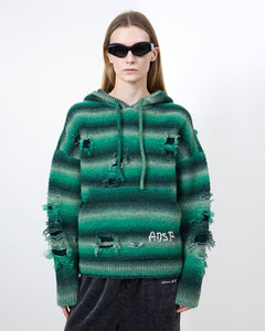 기타 UNISEX GRADIENT DISTRESSED HOODIE atb1391u(GREEN)