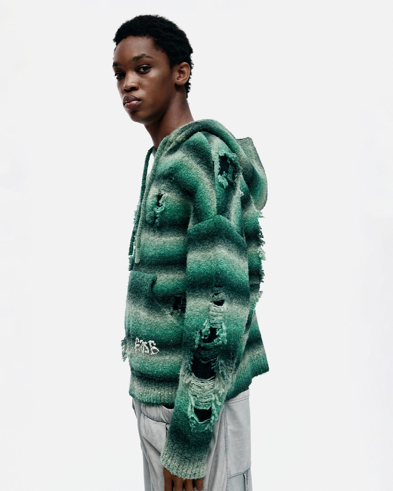 기타 UNISEX GRADIENT DISTRESSED HOODIE atb1391u(GREEN)