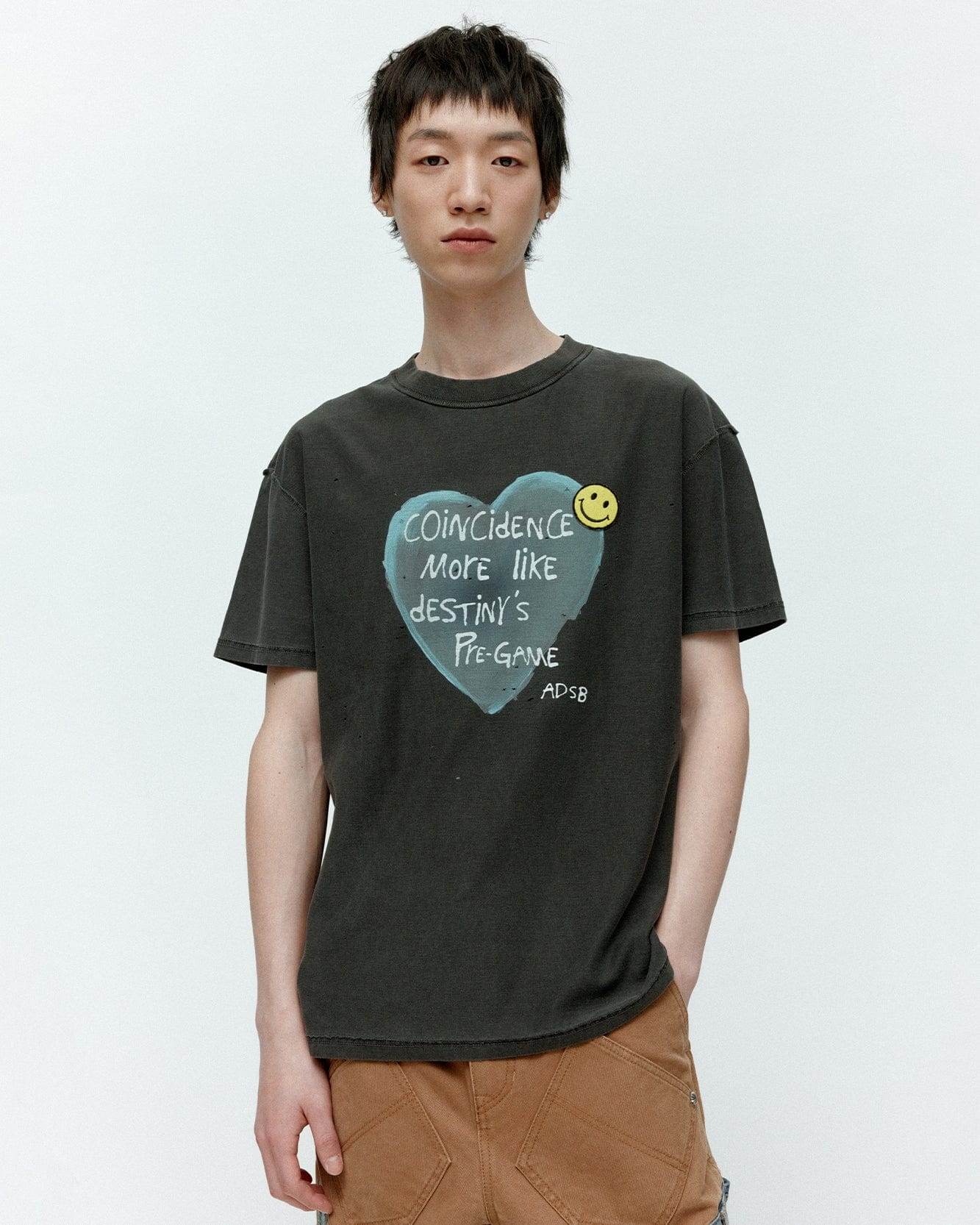 기타 UNISEX HEART MESSAGE T-SHIRT atb1251u(CHARCOAL)
