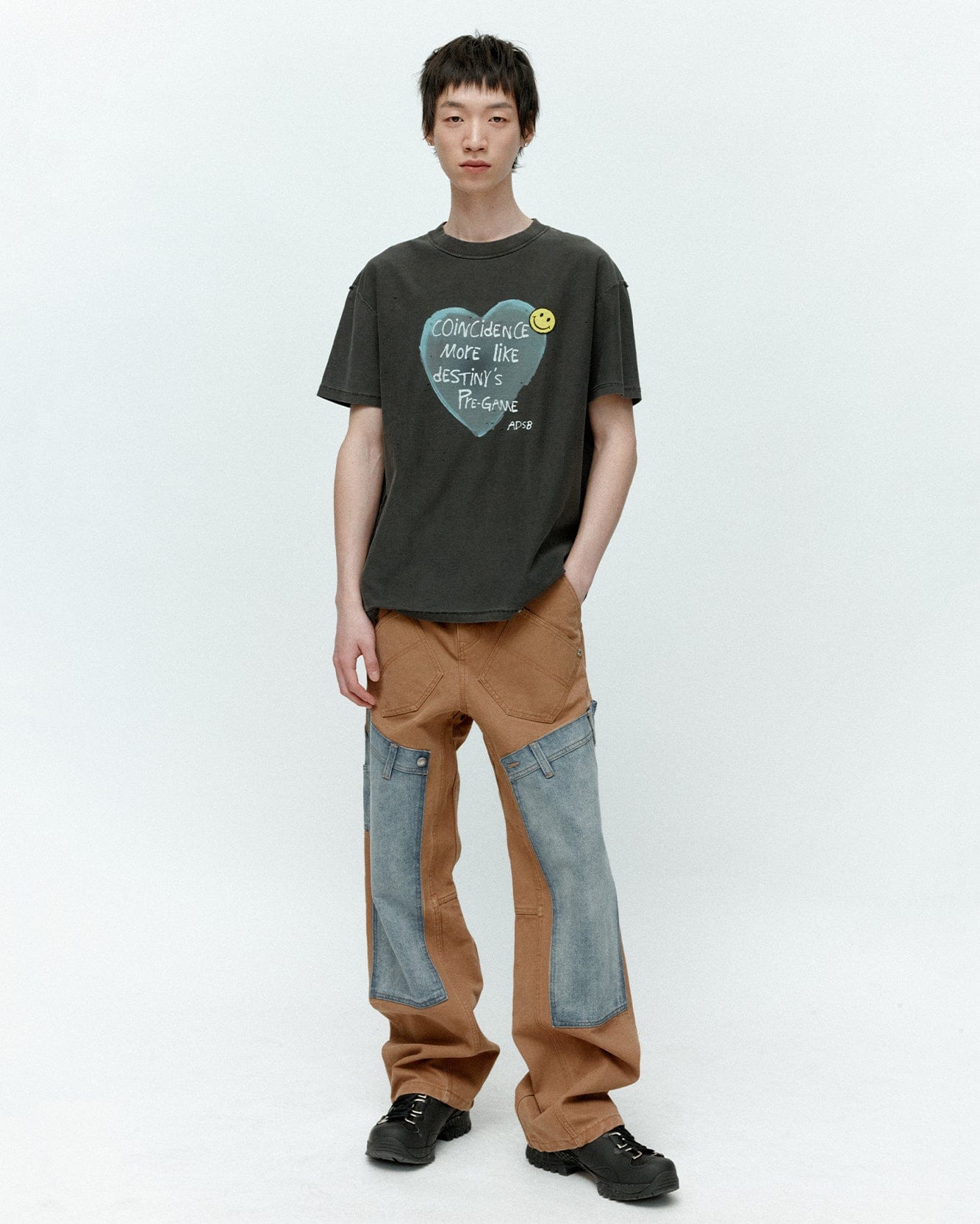 기타 UNISEX HEART MESSAGE T-SHIRT atb1251u(CHARCOAL)