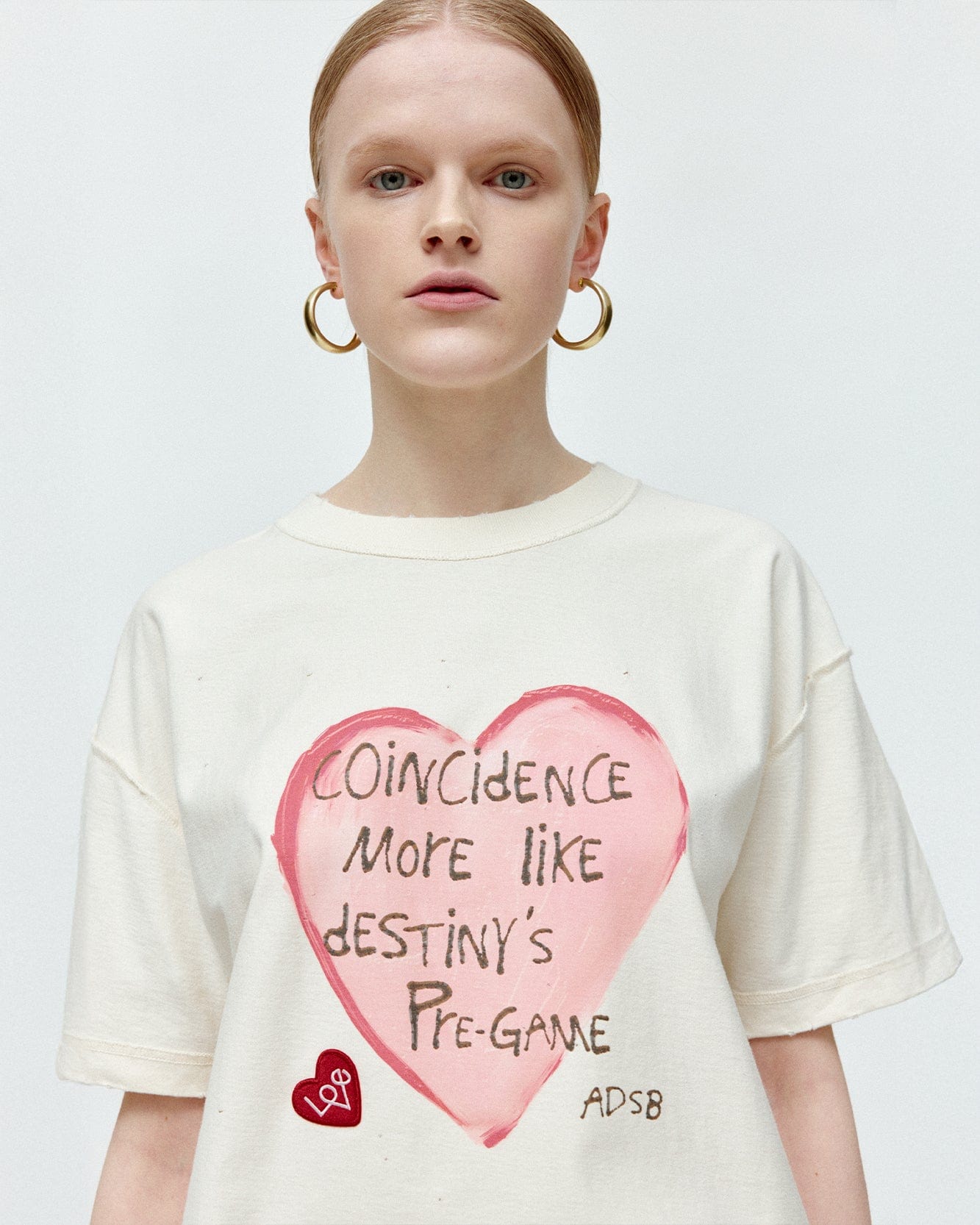 UNISEX HEART MESSAGE T-SHIRT atb1251u(ECRU) – Andersson Bell