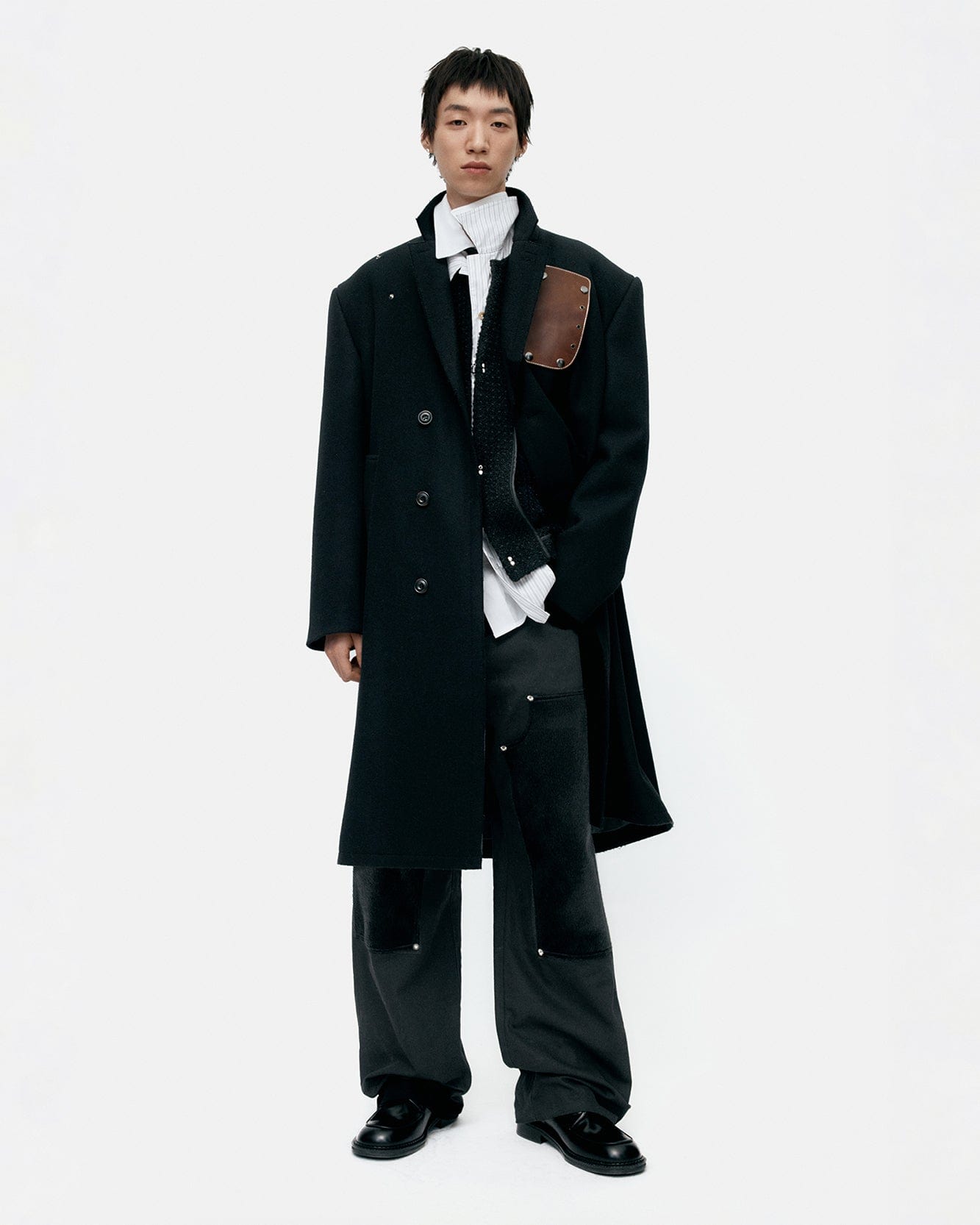 기타 UNISEX INSIDE OUT TWEED CARDIGAN awa732u(BLACK)