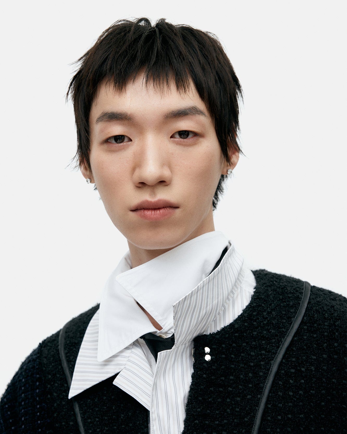 기타 UNISEX INSIDE OUT TWEED CARDIGAN awa732u(BLACK)