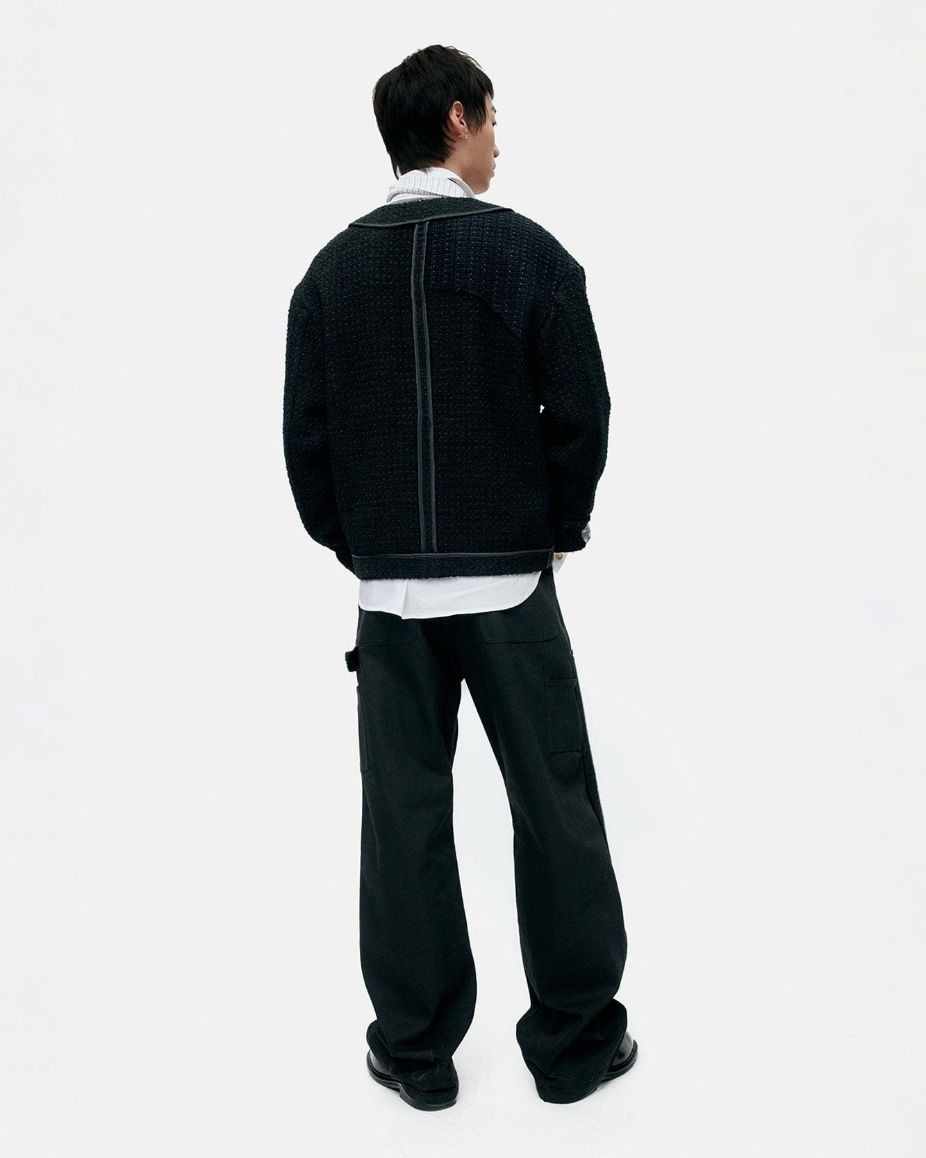 기타 UNISEX INSIDE OUT TWEED CARDIGAN awa732u(BLACK)