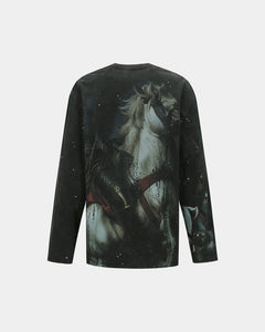 기타 UNISEX KNIGHT PRINTED LONG SLEEVE T-SHIRT atb1377u(CHARCOAL)