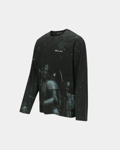 기타 UNISEX KNIGHT PRINTED LONG SLEEVE T-SHIRT atb1377u(CHARCOAL)