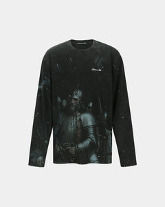 기타 UNISEX KNIGHT PRINTED LONG SLEEVE T-SHIRT atb1377u(CHARCOAL)