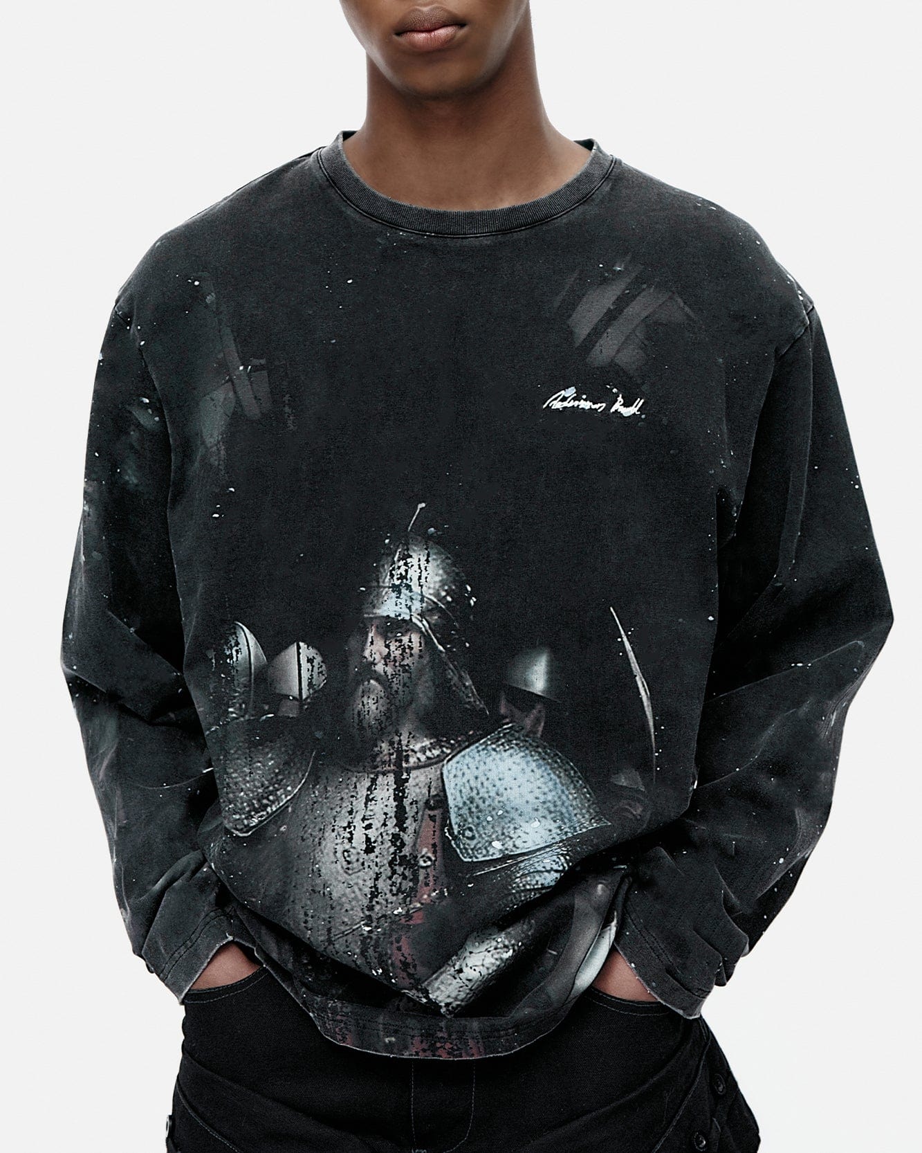 기타 UNISEX KNIGHT PRINTED LONG SLEEVE T-SHIRT atb1377u(CHARCOAL)