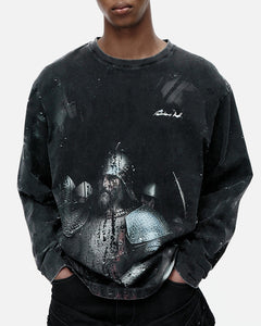 기타 UNISEX KNIGHT PRINTED LONG SLEEVE T-SHIRT atb1377u(CHARCOAL)