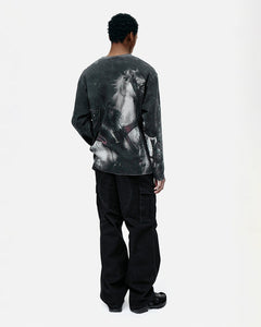 기타 UNISEX KNIGHT PRINTED LONG SLEEVE T-SHIRT atb1377u(CHARCOAL)
