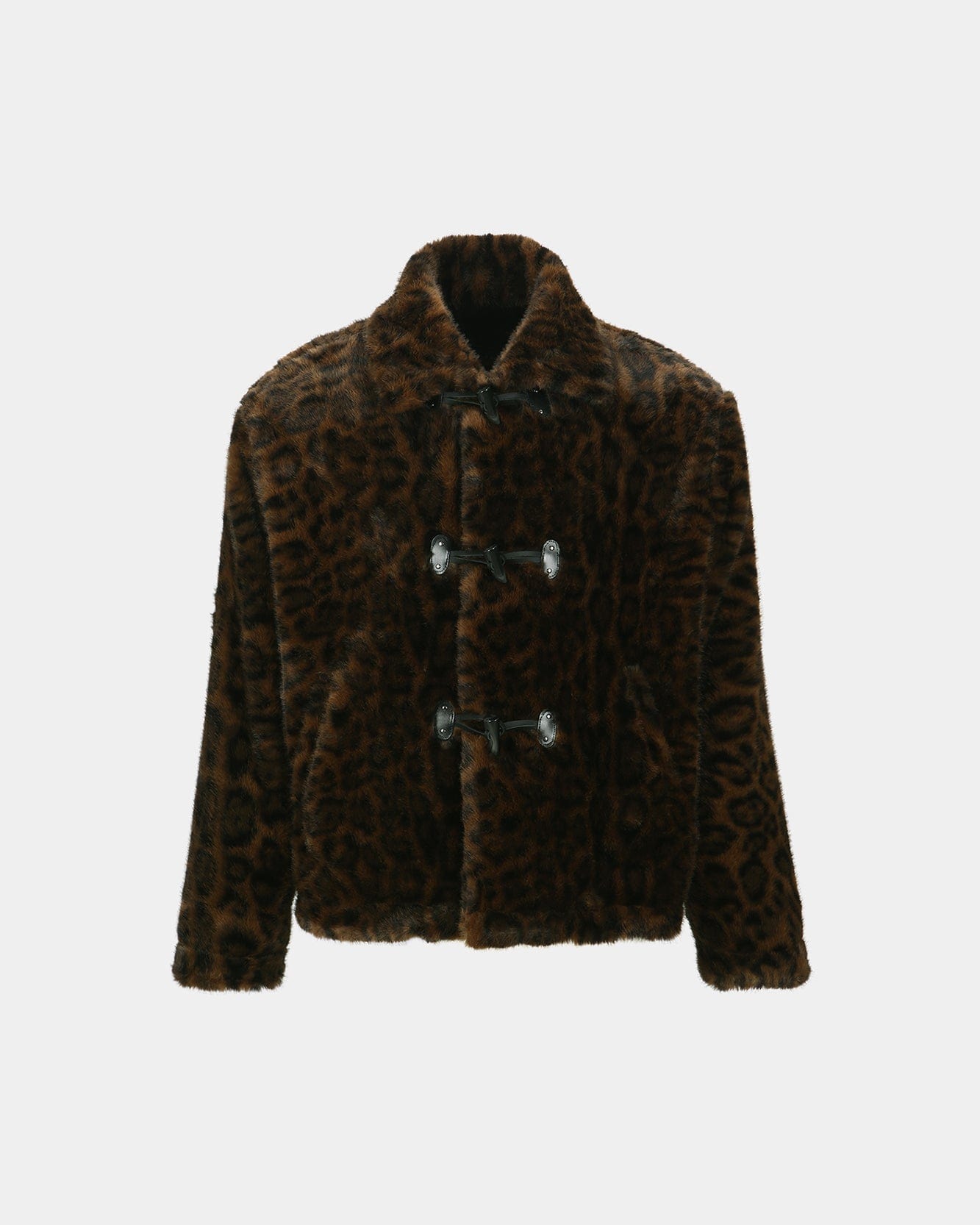 기타 UNISEX LEOPARD FUR DUFFLE JACKET awa735u(BROWN)