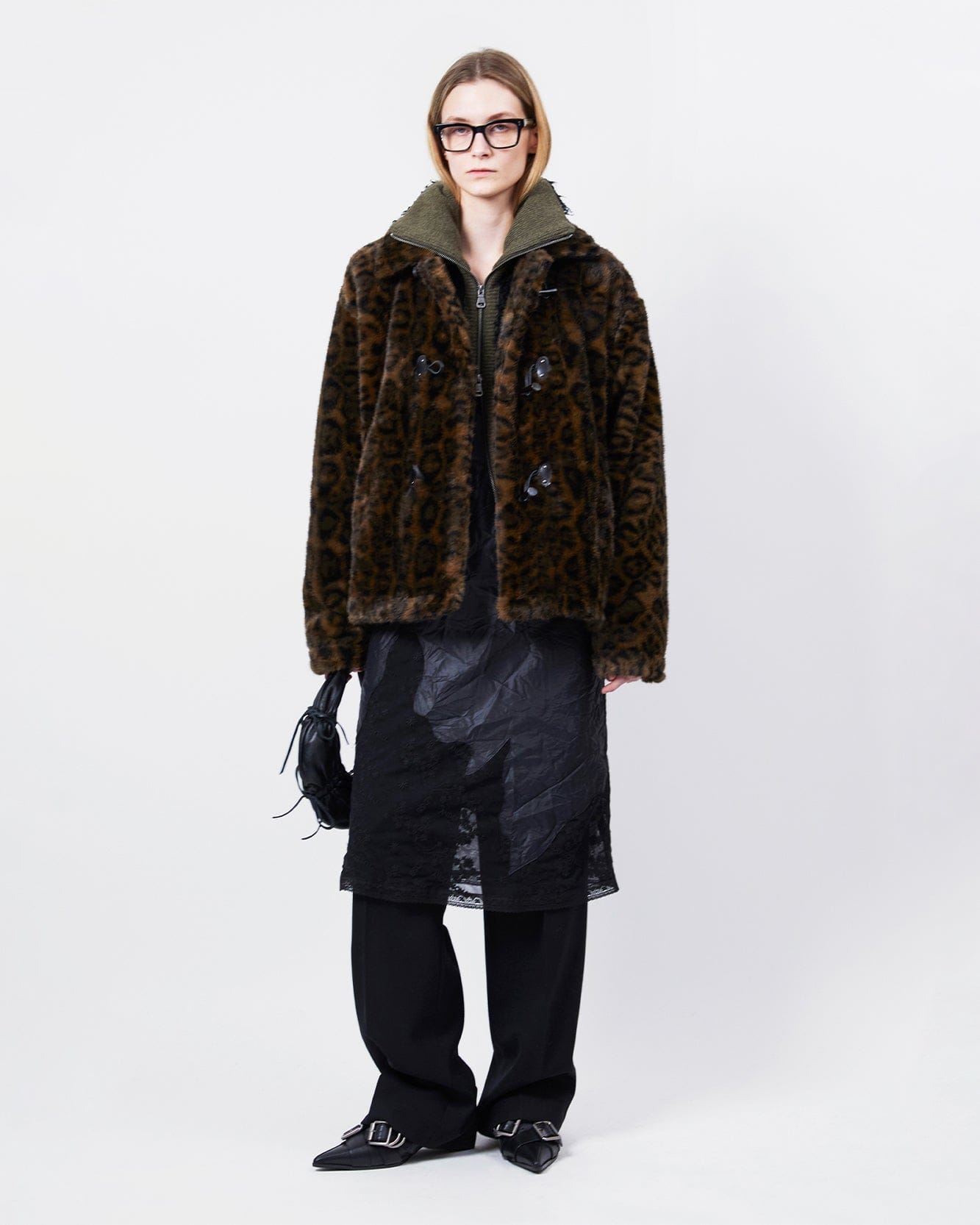 기타 UNISEX LEOPARD FUR DUFFLE JACKET awa735u(BROWN)