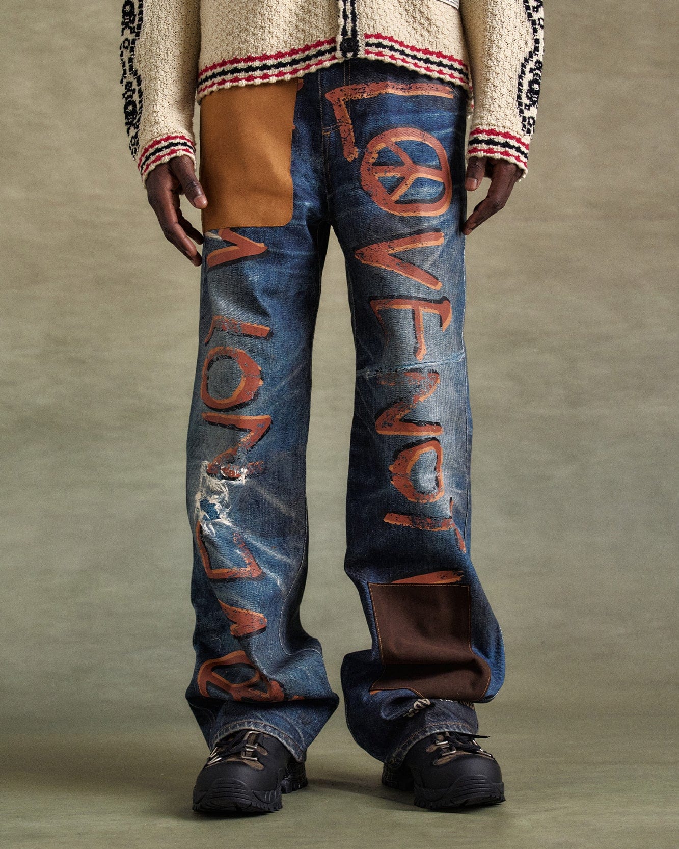 기타 UNISEX LOVE PRINTED DENIM TROMPE L`OEIL JEANS apa790u(BLUE)