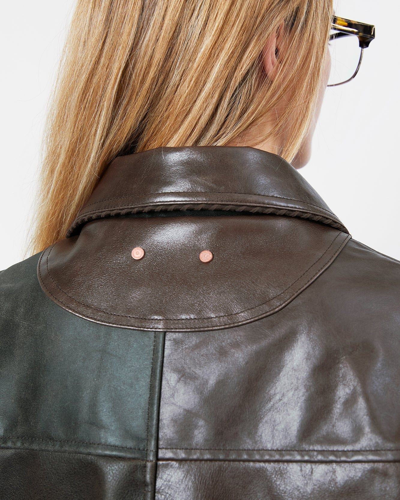 기타 UNISEX PATCHWORK LEATHER JACKET awa730u(BLACK/BROWN)