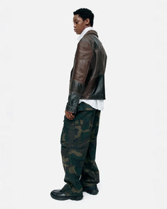 기타 UNISEX PATCHWORK LEATHER JACKET awa730u(BLACK/BROWN)