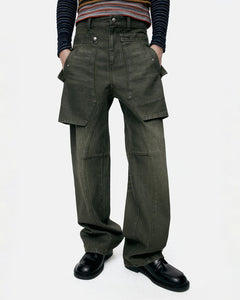 기타 UNISEX RAPTOR LAYERED WIDE-LEG JEANS apa837u(WASHED GREEN)