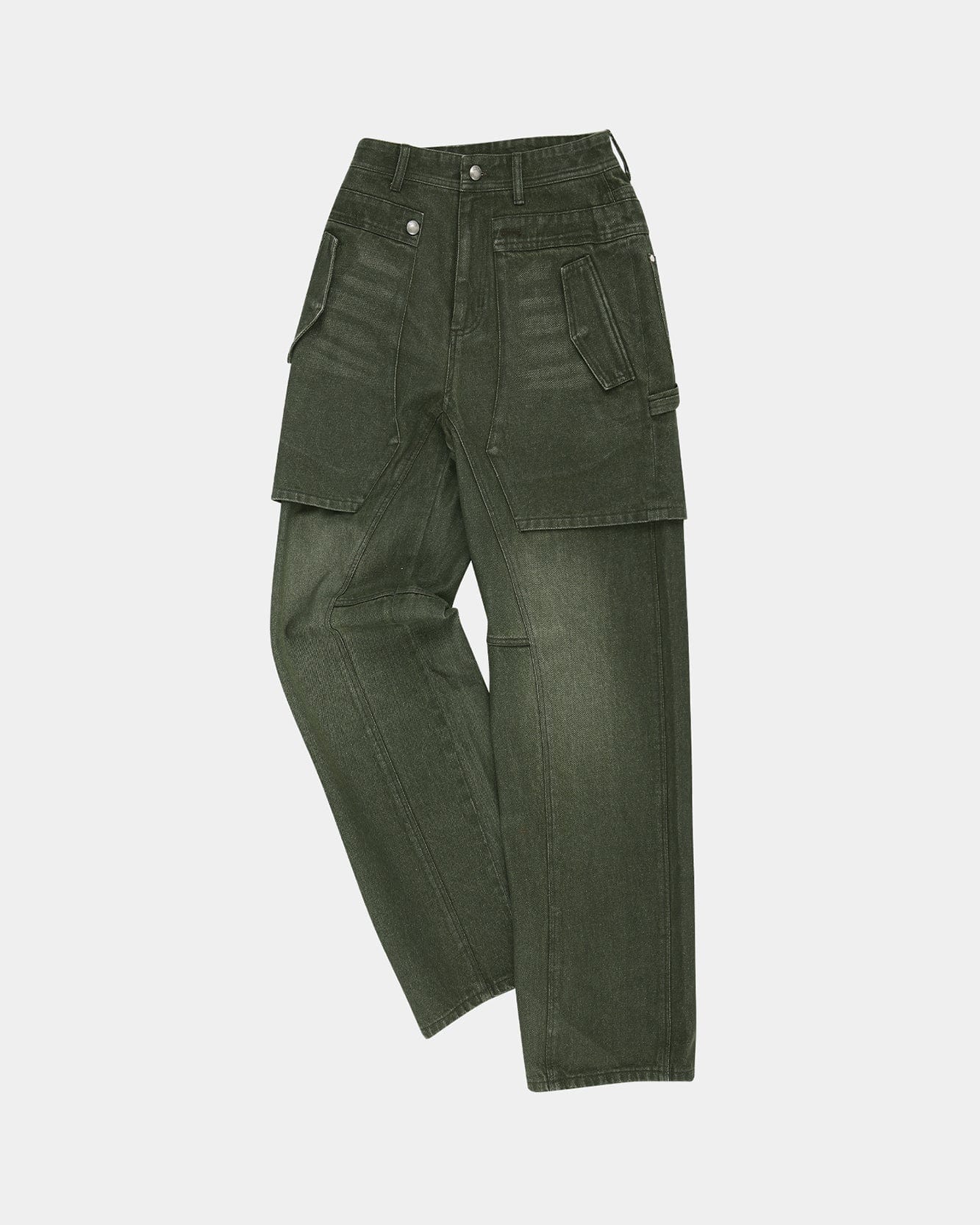 UNISEX RAPTOR LAYERED WIDE-LEG JEANS apa837u(WASHED GREEN