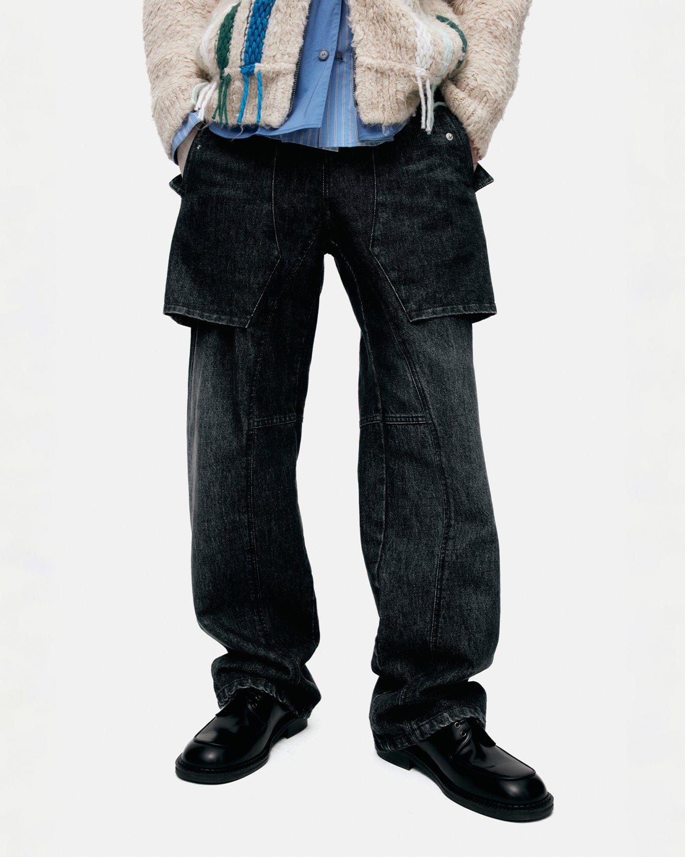 기타 UNISEX RAPTOR LAYERED WIDE-LEG JEANS apa838u(WASHED BLACK)