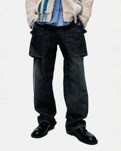 기타 UNISEX RAPTOR LAYERED WIDE-LEG JEANS apa838u(WASHED BLACK)