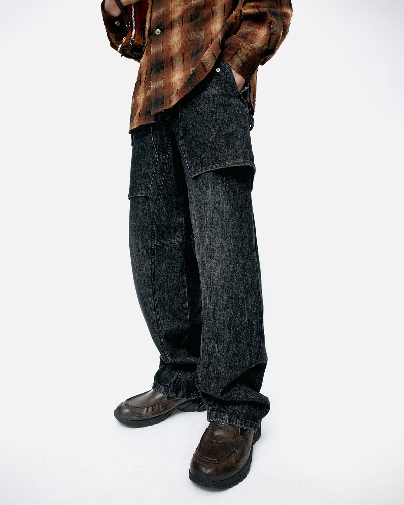 기타 UNISEX RAPTOR LAYERED WIDE-LEG JEANS apa838u(WASHED BLACK)