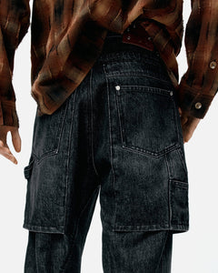 기타 UNISEX RAPTOR LAYERED WIDE-LEG JEANS apa838u(WASHED BLACK)