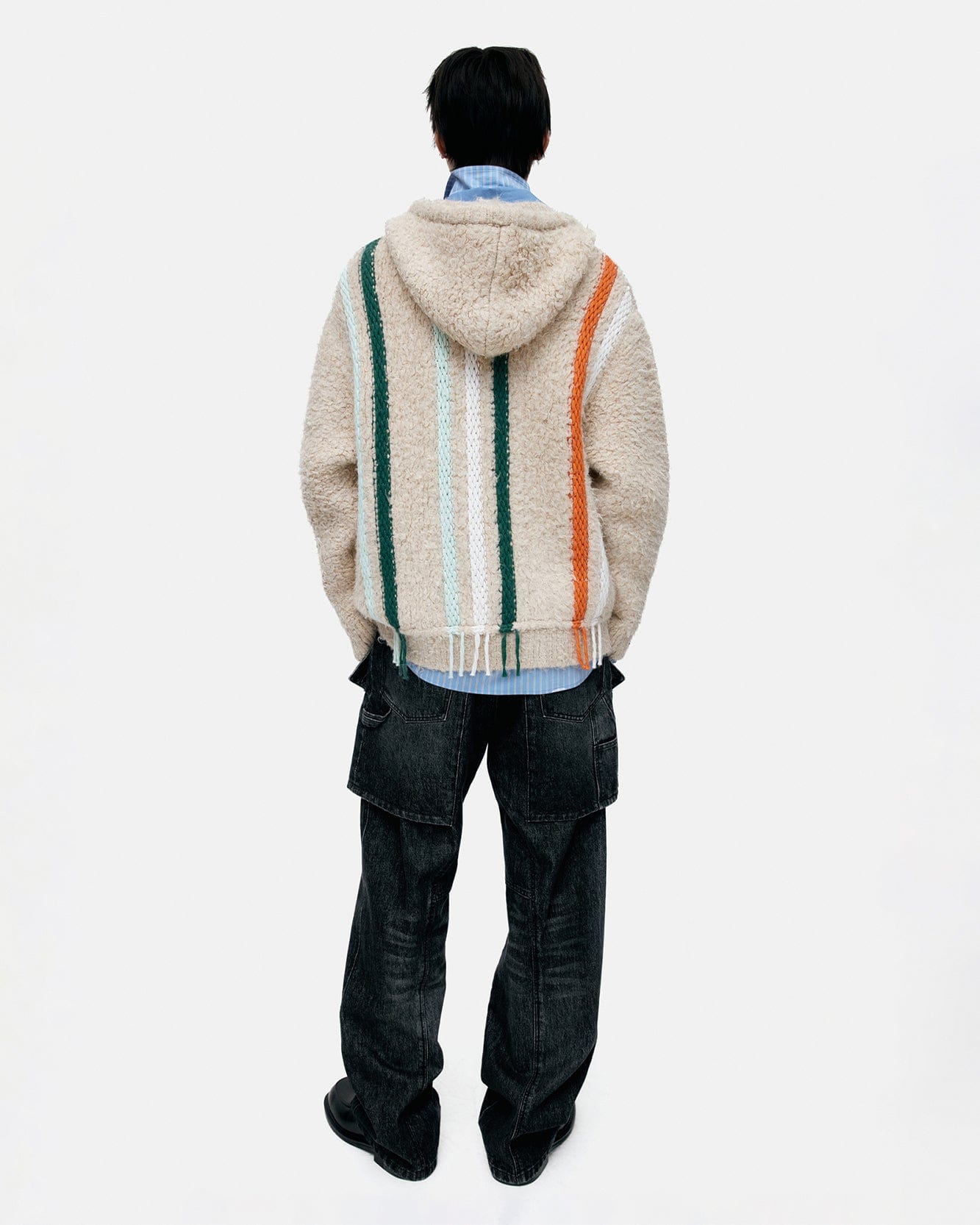 기타 UNISEX REVERSE STRIPE KNIT HOODIE atb1351u(ECRU)
