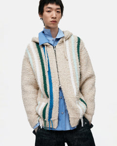기타 UNISEX REVERSE STRIPE KNIT HOODIE atb1351u(ECRU)