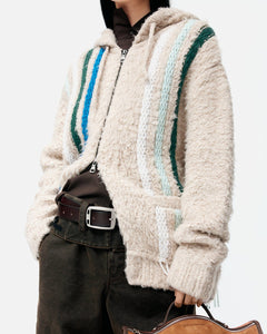 기타 UNISEX REVERSE STRIPE KNIT HOODIE atb1351u(ECRU)