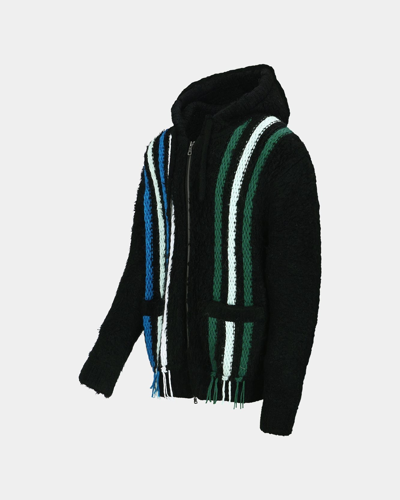 기타 UNISEX REVERSE STRIPE KNIT HOODIE atb1389u(BLACK)