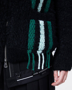 기타 UNISEX REVERSE STRIPE KNIT HOODIE atb1389u(BLACK)