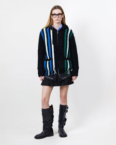 기타 UNISEX REVERSE STRIPE KNIT HOODIE atb1389u(BLACK)