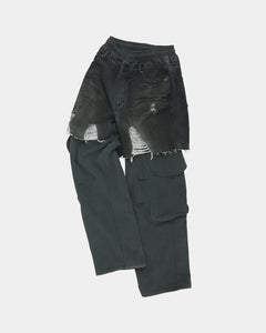 기타 UNISEX RUGGED DENIM-INSET SWEATPANTS apa861u(BLACK)
