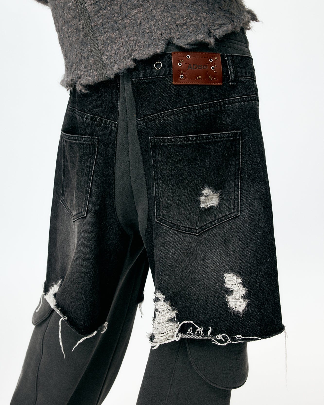 기타 UNISEX RUGGED DENIM-INSET SWEATPANTS apa861u(BLACK)