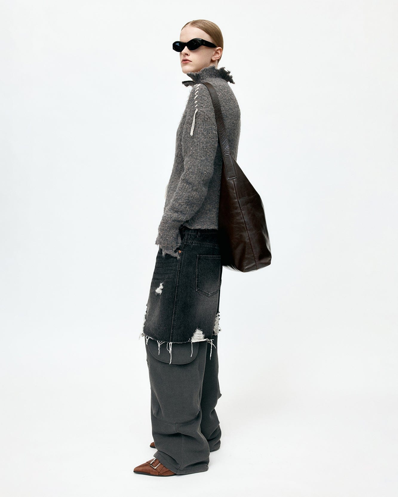 기타 UNISEX RUGGED DENIM-INSET SWEATPANTS apa861u(BLACK)