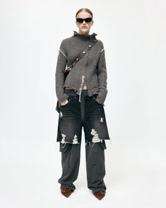 기타 UNISEX RUGGED DENIM-INSET SWEATPANTS apa861u(BLACK)