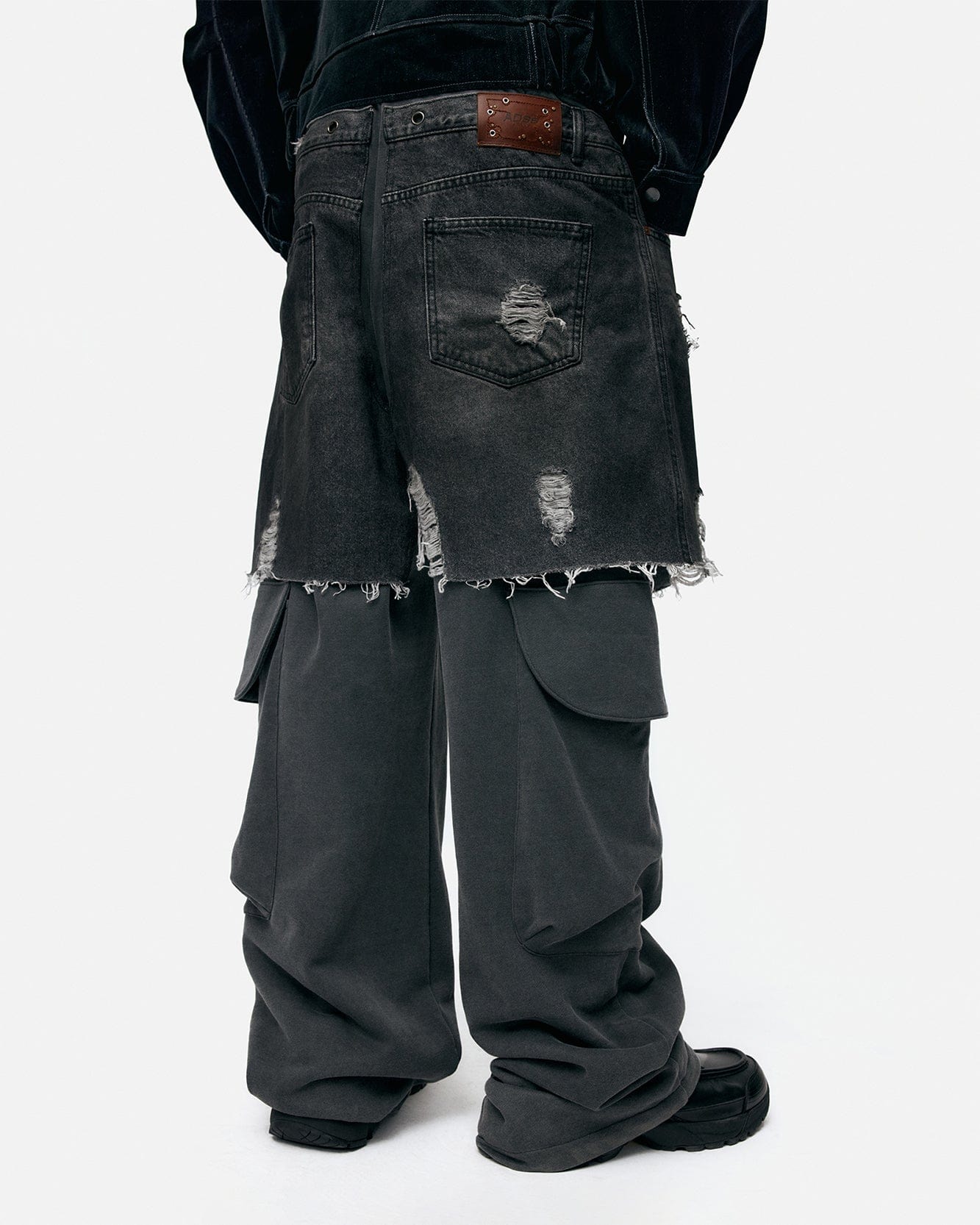 기타 UNISEX RUGGED DENIM-INSET SWEATPANTS apa861u(BLACK)