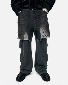 기타 UNISEX RUGGED DENIM-INSET SWEATPANTS apa861u(BLACK)